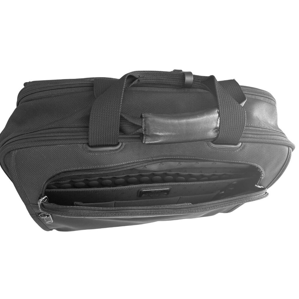Tumi Expandable Black Nylon Leather Laptop Briefcase Carry On W/Shoulder Strap - Picture 10 of 13